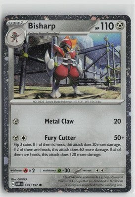 Bisharp 149/197 Cosmos Holo Obsidian Flames Pokemon NM