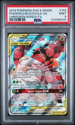 Pheromosa & Buzzwole Gx 192/214 Unbroken Bonds Pokemon PSA 9