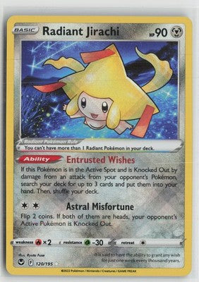 Radiant Jirachi 120/195 Radiant Rare Silver Tempest Pokemon NM
