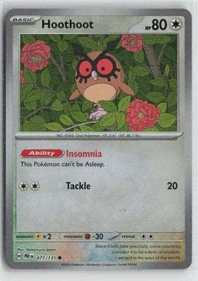 Hoothoot 077/131 Master Ball Prismatic Evolutions Pokemon NM
