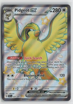 Pidgeot ex 221/091 Shiny Ultra Rare Paldean Fates Pokemon NM