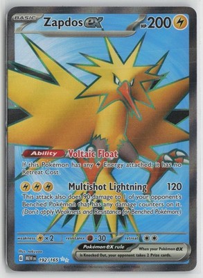 Zapdos ex 192/165 Ultra Rare 151 Pokemon NM