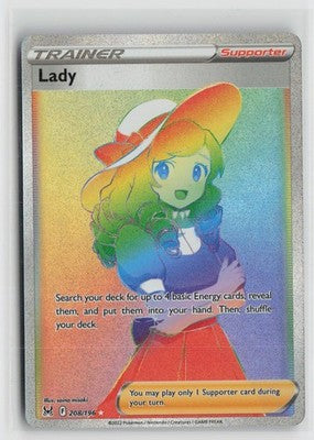 Lady 208/196 Rainbow Rare Lost Origin Pokemon NM