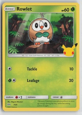 Rowlet - 7/25 Promo McDonald's 25th Anniversary Promos 007/025 NM