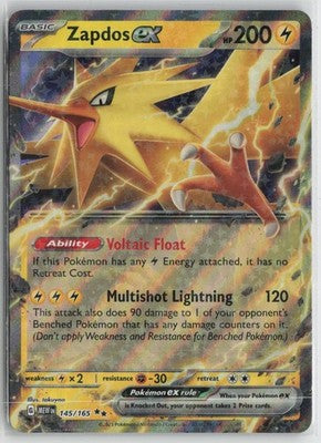 Zapdos ex 145/165 Double Rare 151 Pokemon NM
