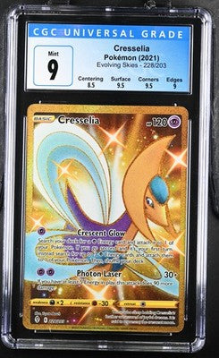 Cresselia 228/203 Secret Rare Holo Evolving Skies Pokemon CGC 9 Mint