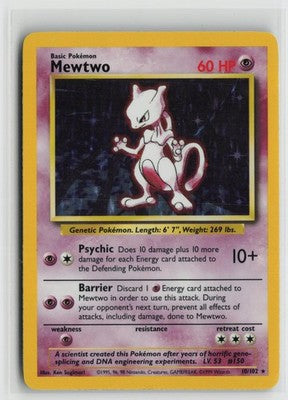 Mewtwo 10/130 Holo Rare Base Set 2 Pokemon LP