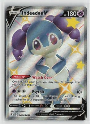 Indeedee V SV114/SV122 Holo V Rare Shining Fates Shiny Vault Pokemon NM