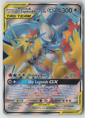 Moltres & Zapdos & Articuno GX (Full Art) Ultra Rare Hidden Fates 66/68 NM