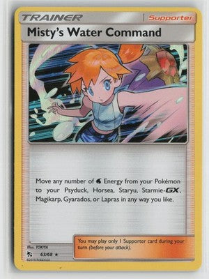 Misty's Water Command 63/68 Holo Rare Hidden Fates Pokemon NM