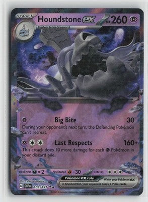 Houndstone ex Double Rare SV03: Obsidian Flames 102/197 NM