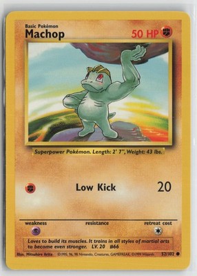 Machop 52/102 Common Base Set Pokemon NM