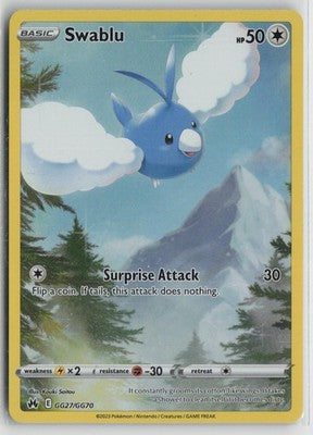 Swablu GG27/GG70 Holo Crown Zenith Galarian Gallery Pokemon NM