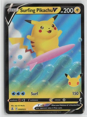 Surfing Pikachu V Ultra Rare Celebrations 008/025 NM