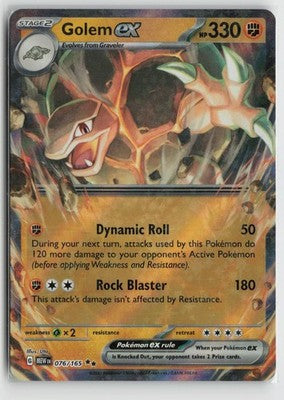Golem ex 076/165 Double Rare 151 Pokemon NM