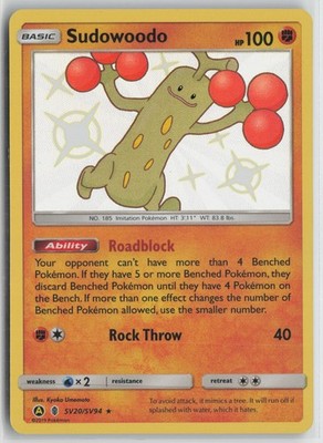Sudowoodo Shiny Holo Rare Hidden Fates: Shiny Vault SV20/SV94 NM