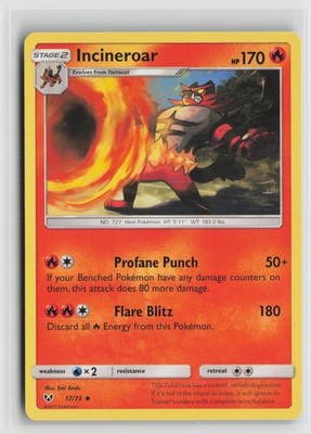 Incineroar 17/73 Uncommon Shining Legends Pokemon NM