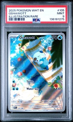 Oshawott 105/086 Illustration Rare Wht En-White Flare Pokemon PSA 9