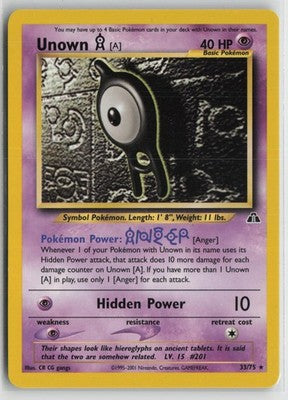 Unown [A] 33/75 Rare Neo Discovery Pokemon NM