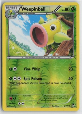 Weepinbell 2/111 Reverse Holo Uncommon Furious Fists Pokemon NM