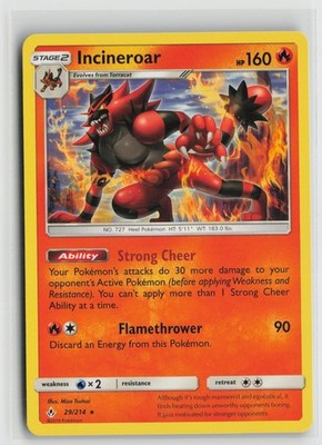 Incineroar 29/214 Rare Unbroken Bonds Pokemon NM