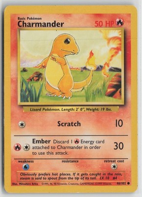 Charmander 46/102 Common Base Set Pokemon NM