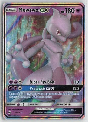 Mewtwo GX 31/68 Holo GX Rare Hidden Fates Pokemon NM