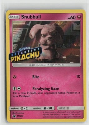Snubbull Detective Pikachu Stamped SM200 Holo Sun & Moon Promo Pokemon NM