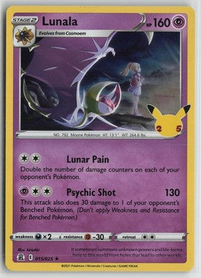 Lunala 015/025 Holo Rare Celebrations Pokemon NM