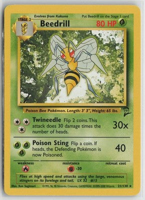 Beedrill 21/130 Rare Base Set 2 Pokemon NM