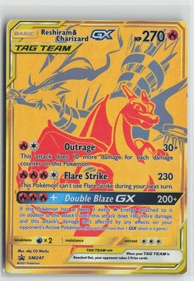 Reshiram & Charizard GX - SM247 Holo Promo Sun & Moon Promo Pokemon LP