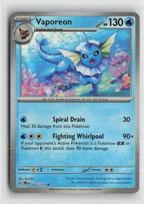 Poke Ball Vaporeon 022/131 Rare Prismatic Evolutions Pokemon NM