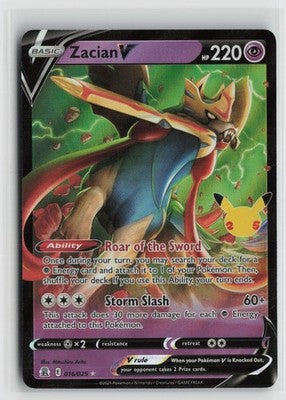 Zacian V 016/025 Holo V Rare Celebrations Pokemon NM