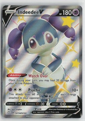Indeedee V SV114/SV122 Holo V Rare Shining Fates Shiny Vault Pokemon NM