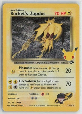 Rocket's Zapdos 15/132 holo Celebrations: Classic Collection Pokemon NM