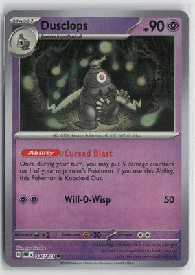 Dusclops 036/131 Master Ball Prismatic Evolutions Pokemon NM