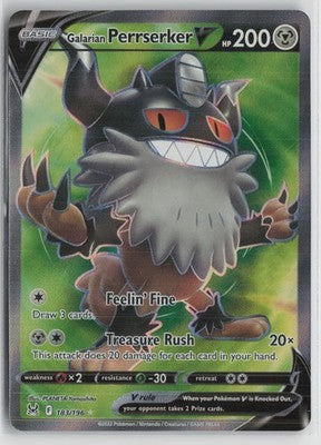 Galarian Perrserker V (Full Art) Ultra Rare SWSH11: Lost Origin 183/196 NM