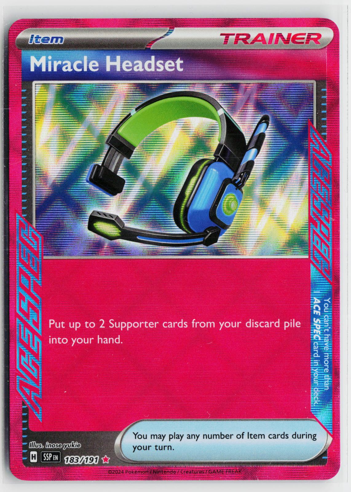 Miracle Headset 183/191 Surging Sparks NM ACE SPEC Rare Holo Pokemon