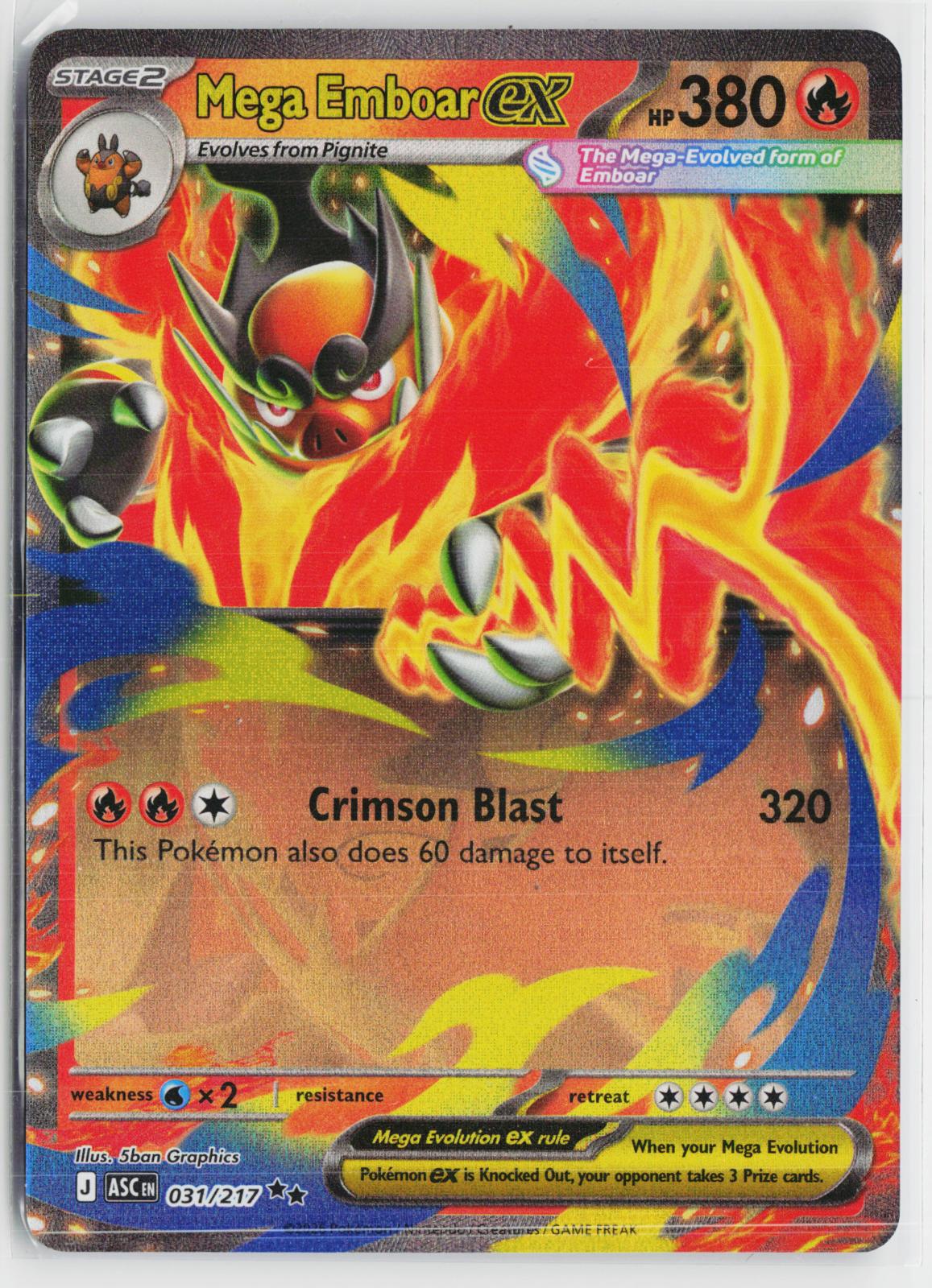 Mega Emboar ex 031/217 Ascended Heroes NM RR Holo Pokemon