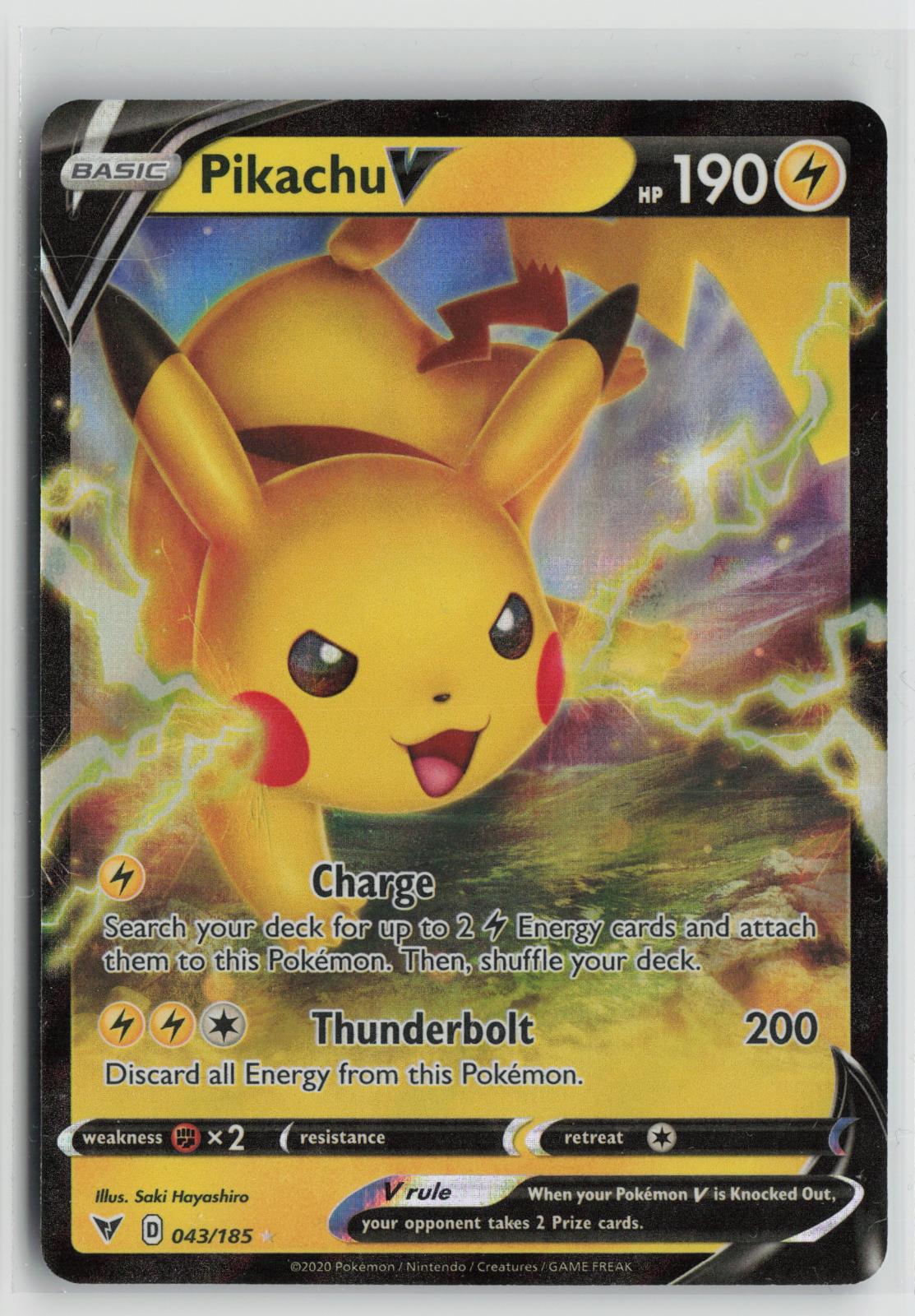 Pikachu V (#60 Pikachu Stamped) 043/185 Holo Rare Battle Academy 2022 Pokemon NM