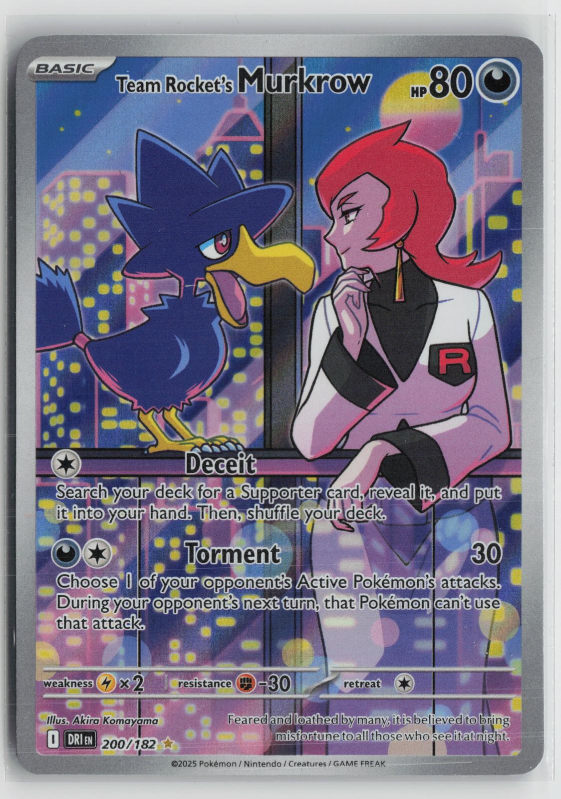 Team Rocket's Murkrow 200/182 Illustration Rare Destined Rivals Pokemon NM