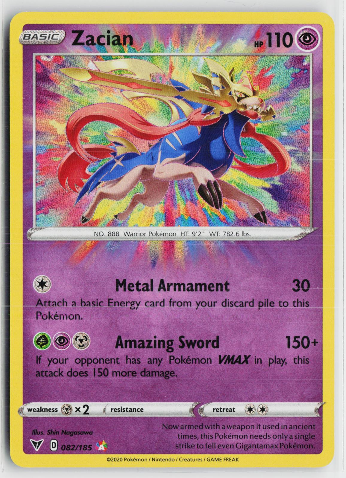 Zacian 082/185 Vivid Voltage NM Amazing Rare Holo Pokemon