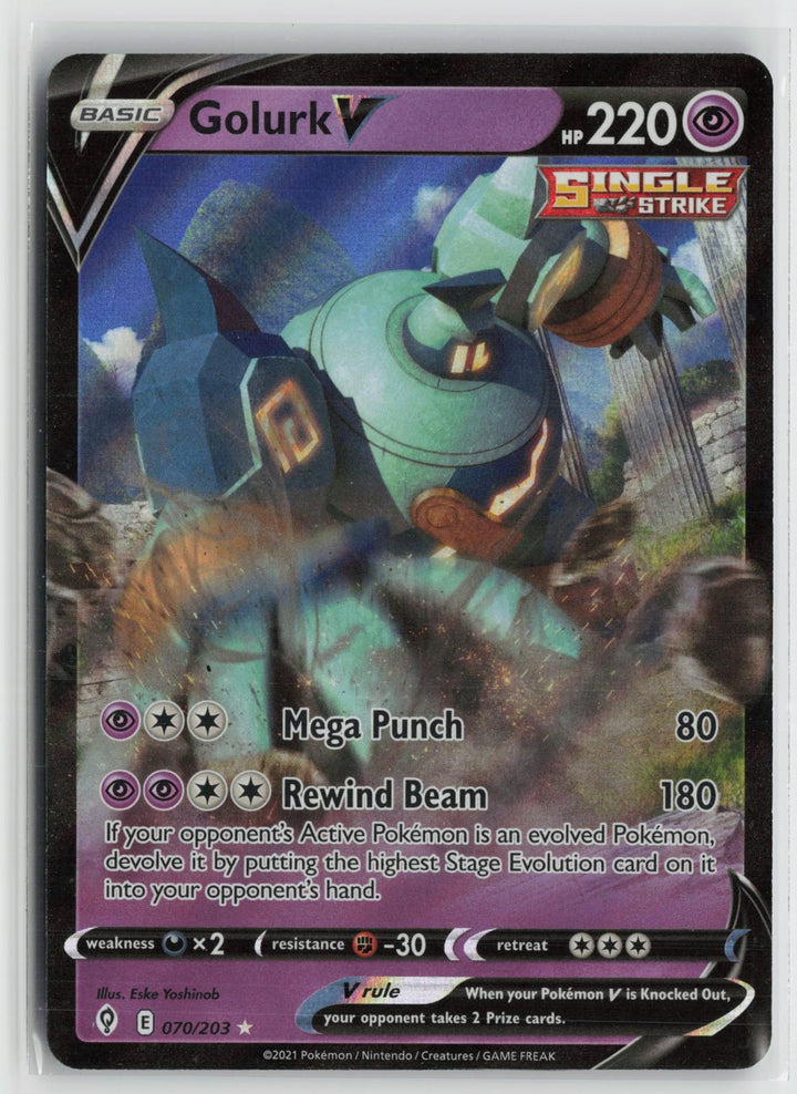Golurk V 070/203 Holo V Rare Evolving Skies Pokemon NM0