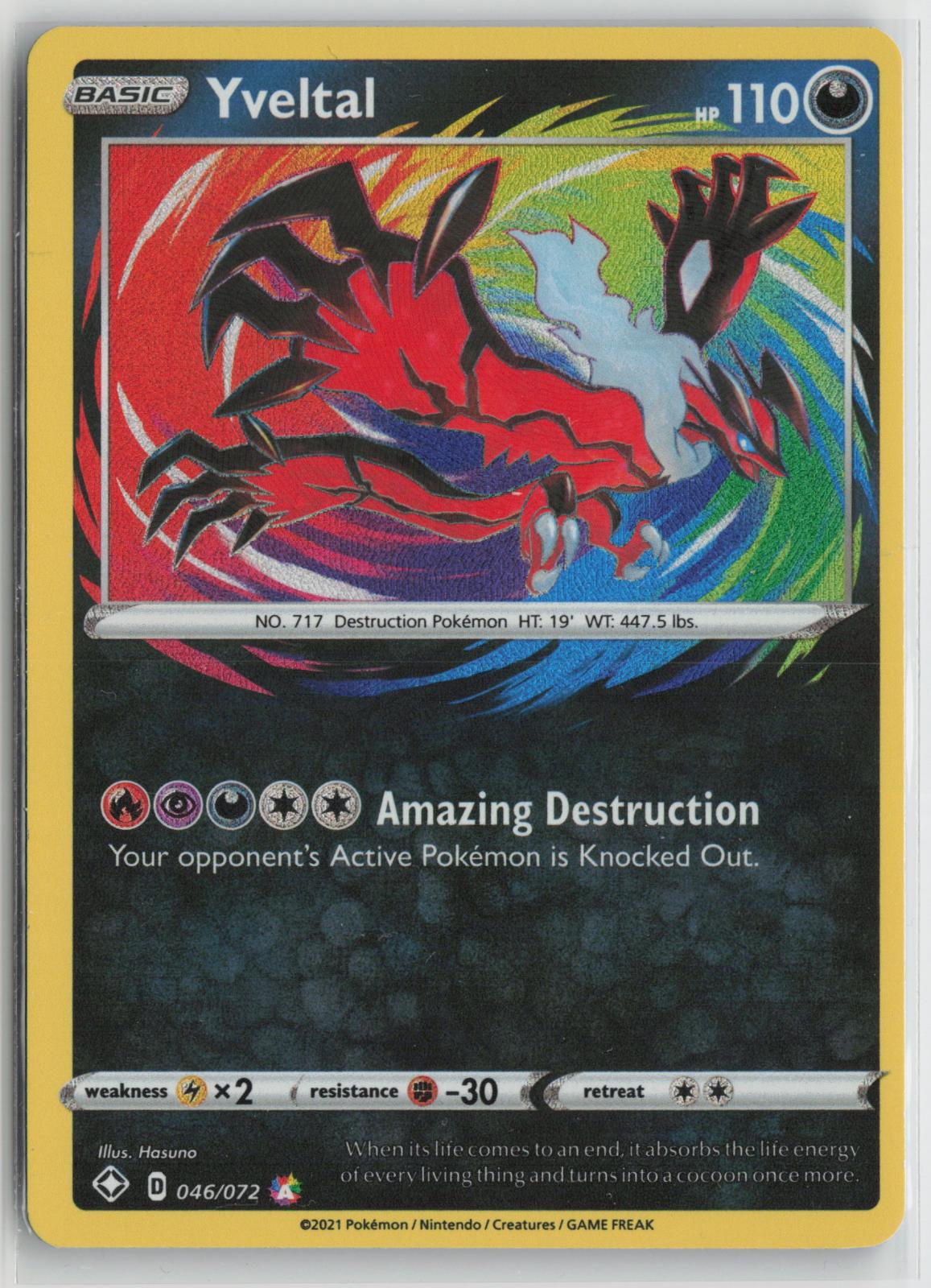 Yveltal 046/072 Amazing Rare Shining Fates Pokemon Holo NM