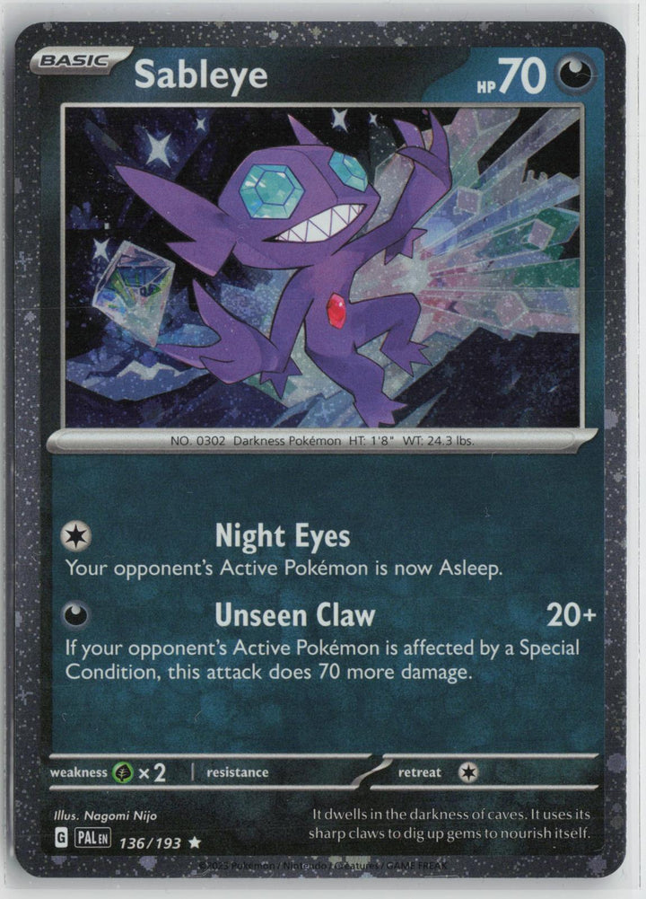 Sableye (Cosmos Holo) 136/193 Rare Miscellaneous Cards & Products Pokemon NM0
