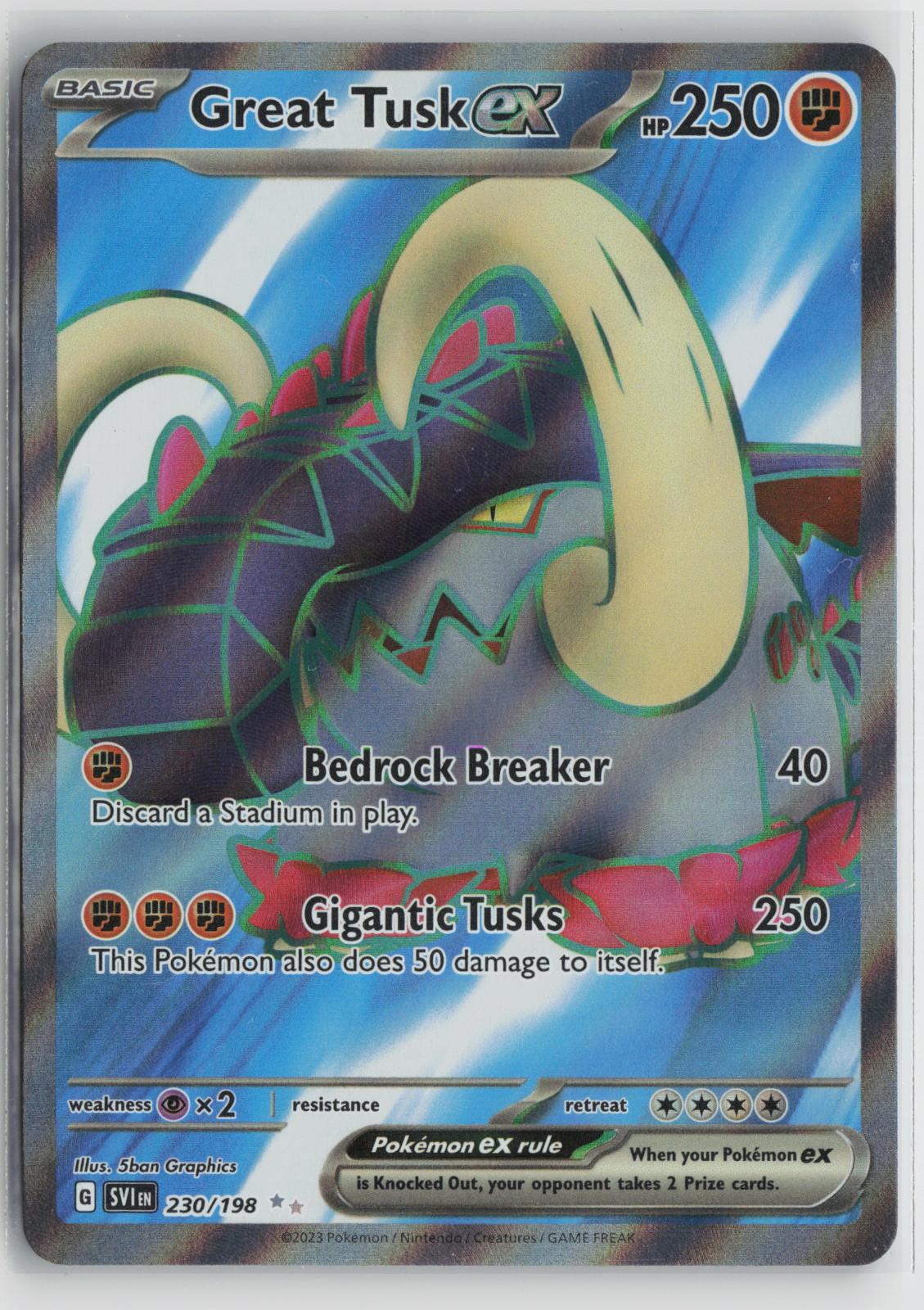 Great Tusk ex 230/198 Ultra Rare Scarlet & Violet Pokemon Holo NM