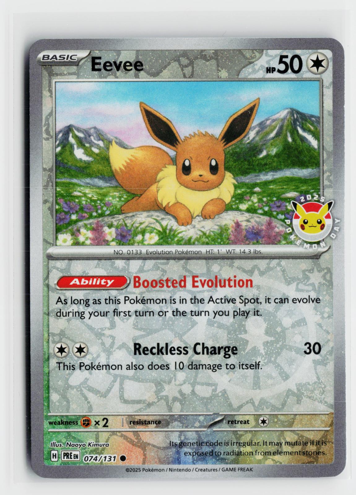 Eevee (Pokemon Day 2025) (Reverse Cosmos Holo) 074/131 NM Pokemon