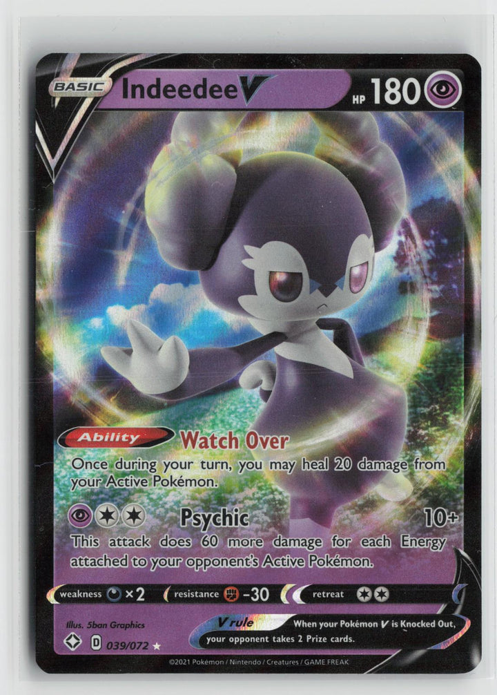 Indeedee V 039/072 Holo V Rare Shining Fates Pokemon NM0