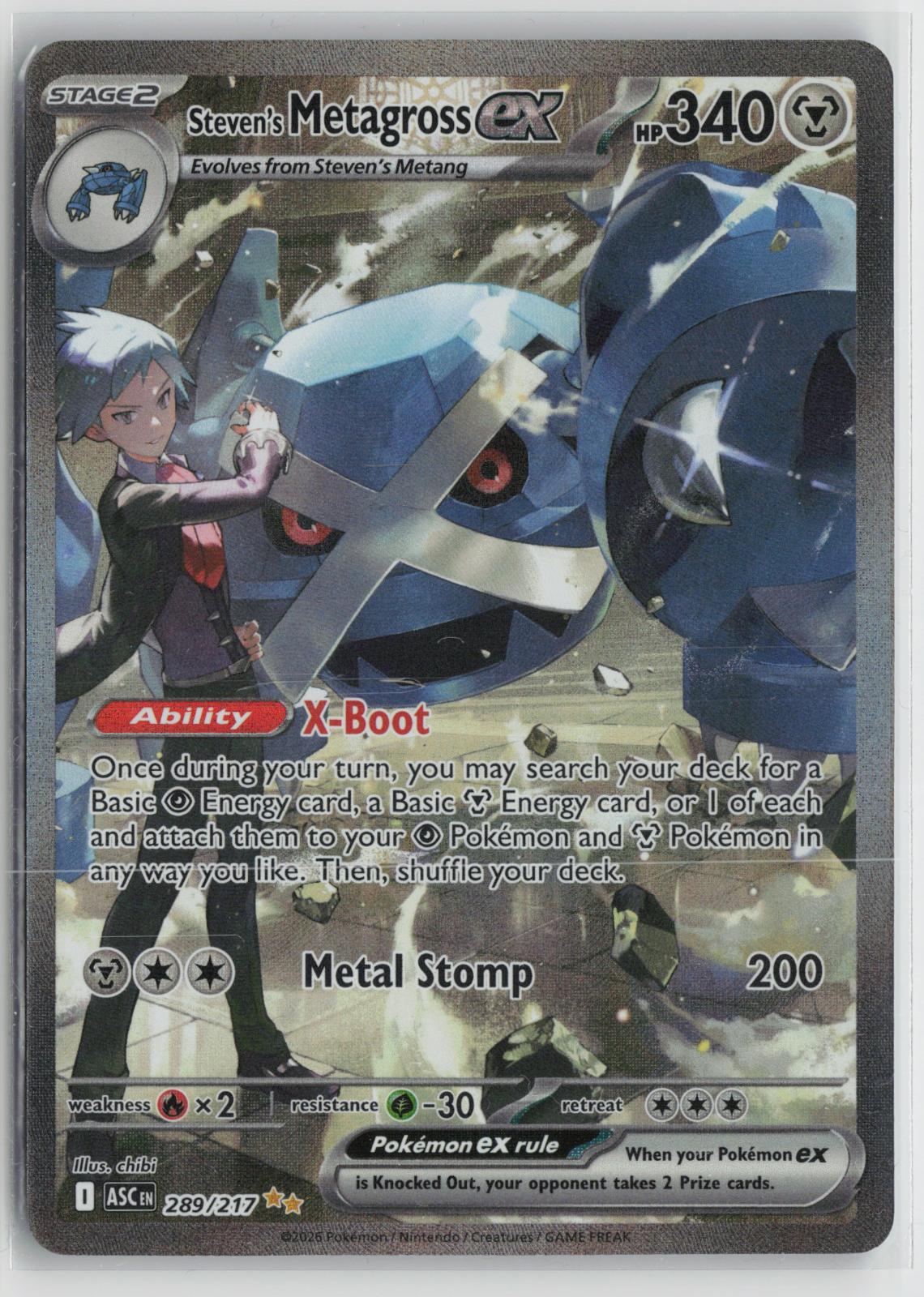 Steven's Metagross ex 289/217 Ascended Heroes Pokemon Holo NM