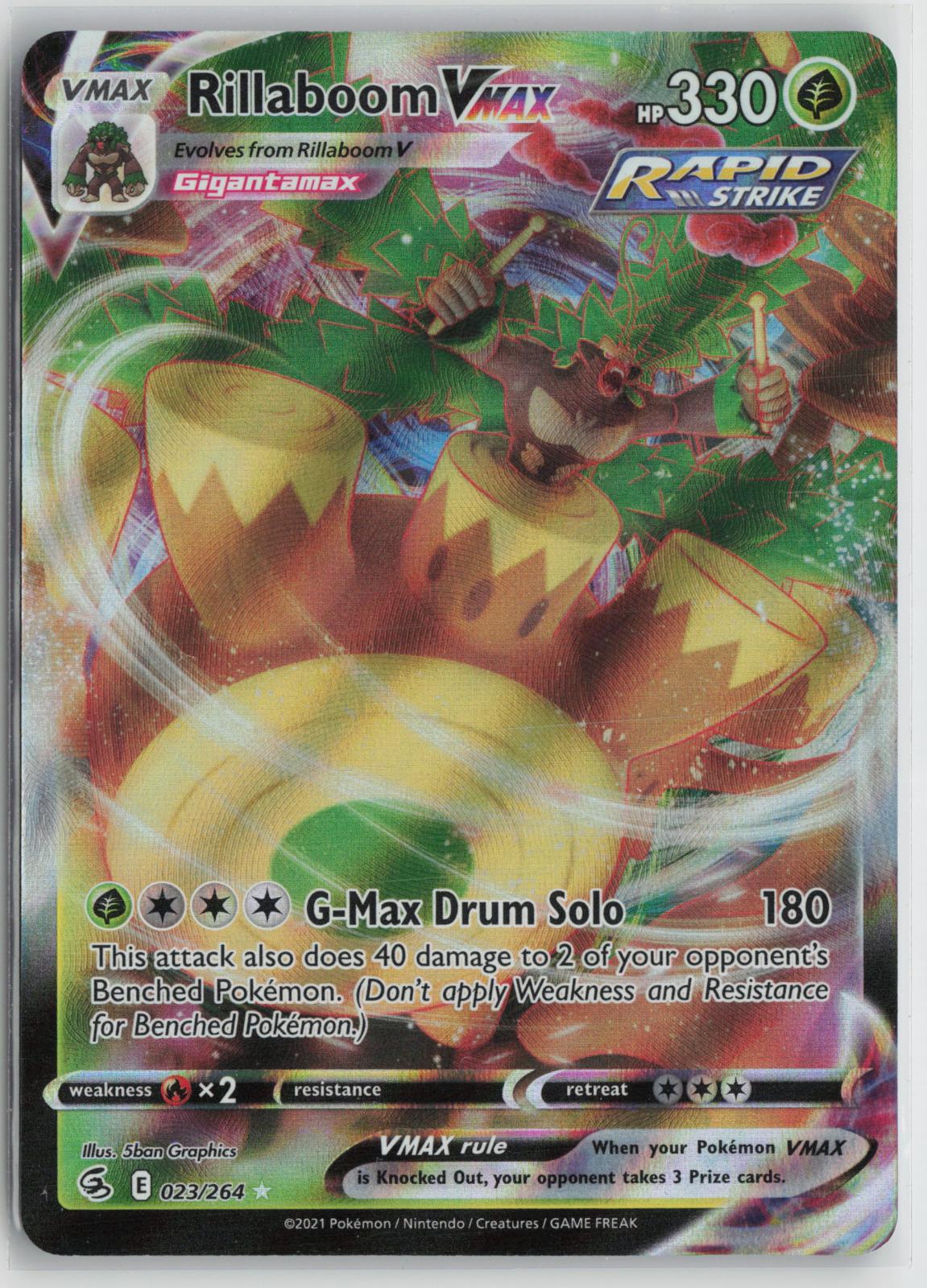 Rillaboom VMAX 023/264 Holo VMAX Rare Fusion Strike Pokemon NM